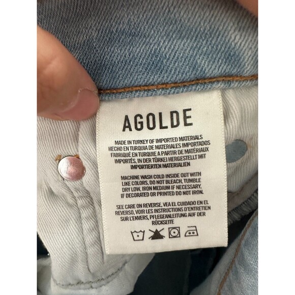 Agolde Women's Sophie High Rise Skinny Crop Light Wash Blue Distressed Size 30 - Picture 9 of 10